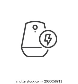 Icono de línea de carga de altavoz inteligente. signo de estilo lineal para concepto móvil y diseño web. Icono de vector de contorno de carga de asistencia de voz. Símbolo, ilustración del logotipo. Gráficos vectoriales