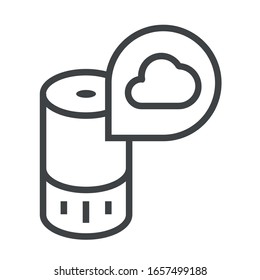 smart speaker and cloud black line icon on white background	