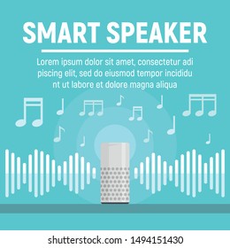 Smart speaker concept banner. Flat illustration of smart speaker vector concept banner for web design