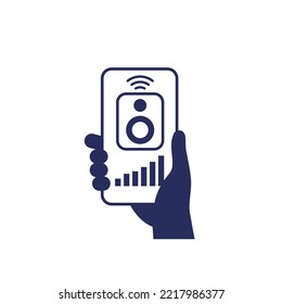 Control inteligente de altavoces con un icono de teléfono