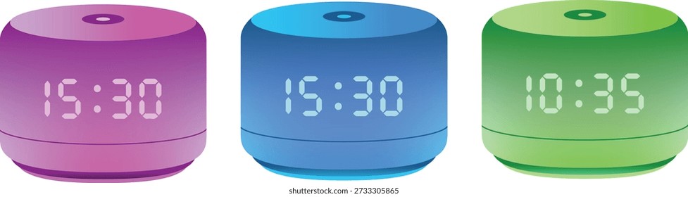 Smart Speaker and Digital Clock Devices Icons Set