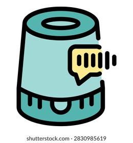 Smart speaker giving an answer, symbolizing voice assistant technology