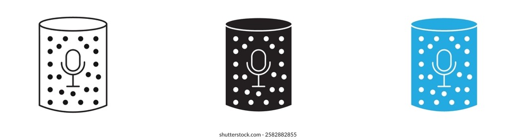 Smart speaker icon black white vector outline