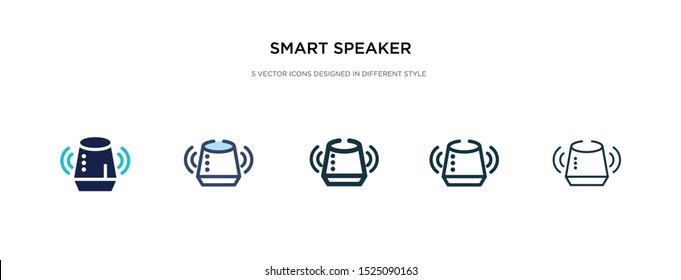 icono del altavoz inteligente en una ilustración vectorial de estilo diferente. dos iconos vectoriales de altavoces inteligentes de color y negro diseñados en estilo relleno, contorno, línea y trazo pueden utilizarse para web, móvil, ui