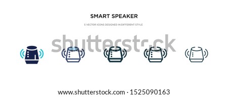 smart speaker icon in different style vector illustration. two colored and black smart speaker vector icons designed in filled, outline, line and stroke style can be used for web, mobile, ui