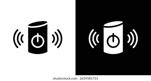 Icono de altavoz inteligente en conjunto de Vector sólido negro plano
