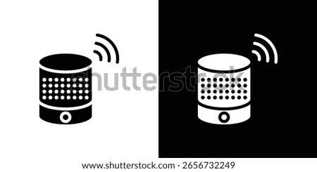 Smart speaker icon in flat black solid vector set