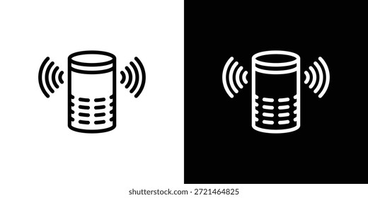 Concepto de logotipo de icono de altavoz inteligente en trazos