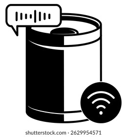 Ícone de alto-falante inteligente representado pelo estilo AI Speaker Black Filled.