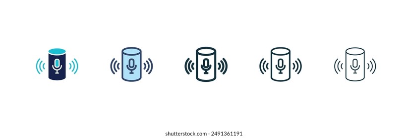 Conjunto de iconos de altavoz inteligente sobre fondo blanco