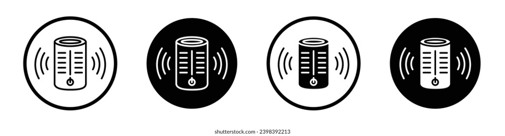 smart speaker icon set. wireless digital voice assistant vector symbol in filled and outlined style.