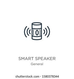 Smart speaker icon. Thin linear smart speaker outline icon isolated on white background from general collection. Line vector sign, symbol for web and mobile