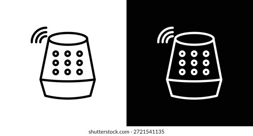 Smart speaker icon in trendy stroke thin linear style.