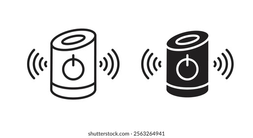 Smart speaker icons in flat and line style set.