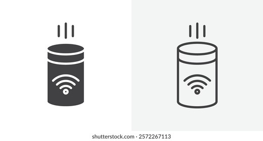 Smart speaker icons. flat and line style set