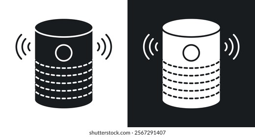 Smart speaker icons in solid black and white colors