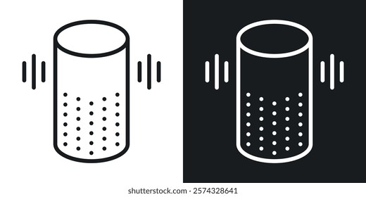 Smart speaker icons in thin black and white stroke liner style