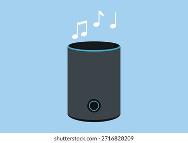 Smart speaker of innovative smart home device, modern technology, automation and connectivity with IoT for digital living space, flat vector illustration