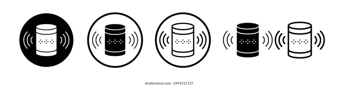 Smart speaker liner icon collection on white background