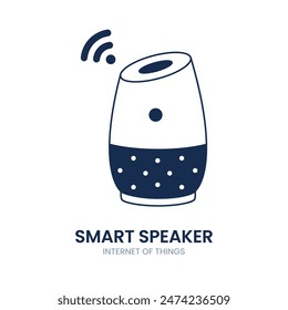 Smart speaker. smart speaker, music, assistant, internet, home, speaker, ai, wireless, device, digital, smart speaker, modern, smart, gadget, equipment, connection.  Vector icon illustration