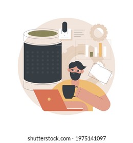 Smart speaker office controller abstract concept vector illustration. Smart controller, voice commands, voice-controlled office, internet of things, assistant, office management abstract metaphor.