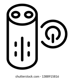 Smart speaker power button icon. Outline smart speaker power button vector icon for web design isolated on white background