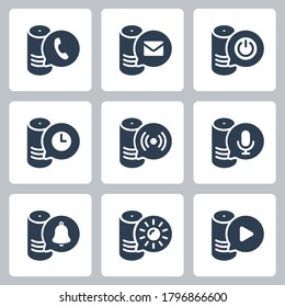 Smart Speaker Related Vector Icon Set in Glyph Style