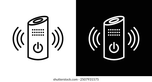 Smart speaker thin line vector icon set.