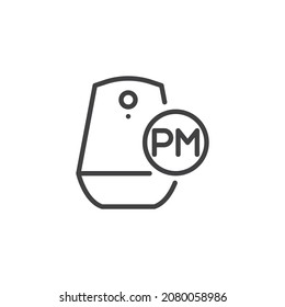 Smart speaker time line icon. linear style sign for mobile concept and web design. Voice assistance clock outline vector icon. Symbol, logo illustration. Vector graphics
