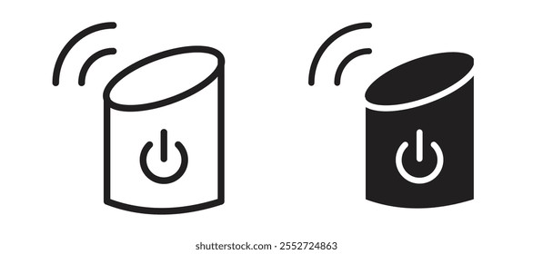 Conjunto de íconos de Vector de altavoz inteligente con estilo relleno y delineado en negro.