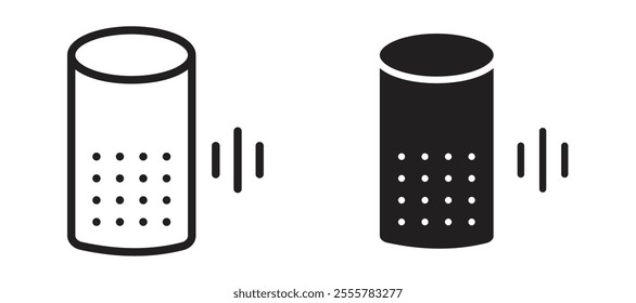 Smart speaker vector icon set in black color.