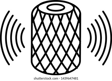 Smart speaker and virtual assistant icon in outline style