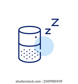 Altavoz inteligente con asistente virtual y símbolos de zz de sueño. Modo nocturno. Icono de trazo perfecto y editable del píxel