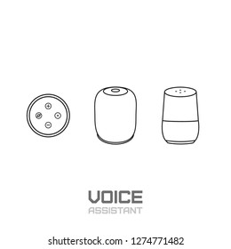 Smart Speaker. Voice Assistant And Voice Command Device Line Icon