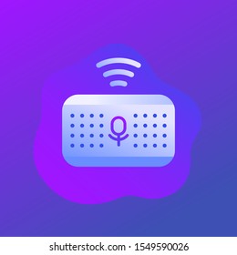 Smart speaker, voice assistant icon, vector art