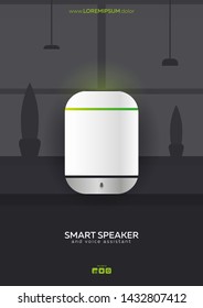 Smart speaker with voice control. Voice control of smart house. IoT Technology