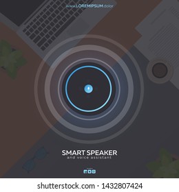Smart speaker with voice control. Voice control of smart house. IoT Technology