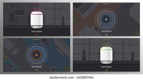 Smart speaker with voice control. Voice control of smart house. IoT Technology