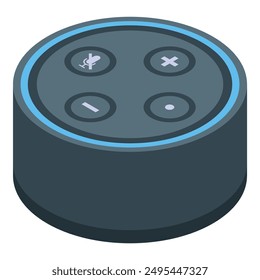 Smart speaker with voice control is streaming music and glowing blue