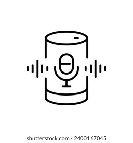 Smart speaker with voice recognition technology. Pixel perfect, editable stroke