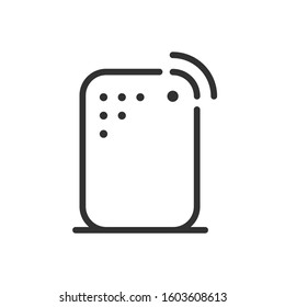 smart speaker, with wireless control, smart house, wifi, linear icon. Editable stroke