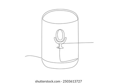 Smart speakers. Smart home devices concept one-line drawing