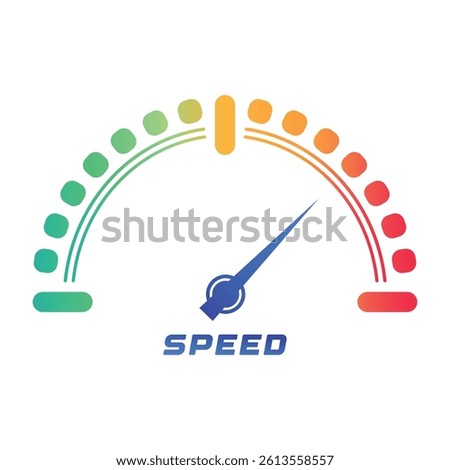Smart speedometer vector ui, colorful performance indicator gauge.