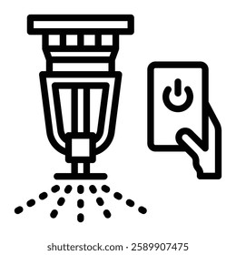 Smart Sprinkler System Vector Line Icon Design For Persoanl And Commercial Use