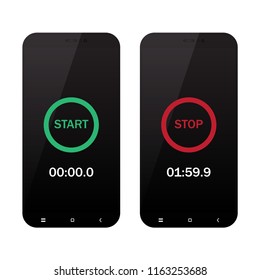 Smart stop button on smartphone screen. Vector illustration.