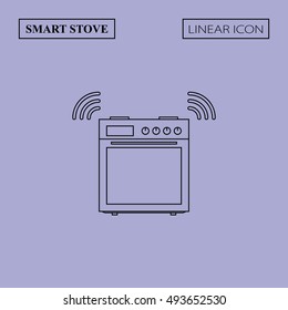 Smart stove linear icon. Thin line style