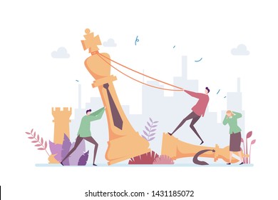 Smart Strategy Building Vector Illustration Concept Showing Teamwork Business Strategy With A Chess, Suitable for landing page, ui, web, mobile app intro card, editorial, flyer, and banner.