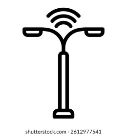 Smart Street Lamp Vector Line Icon Design