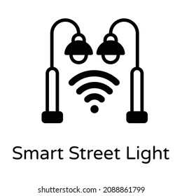 Smart Streetlight In Editable Glyph Icon 