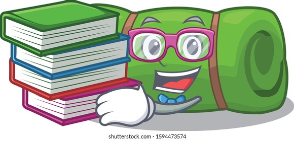 Smart Student camping mat Scroll mascot cartoon with book